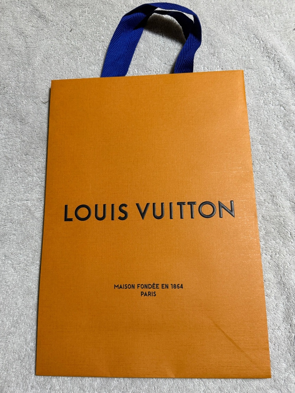 Louis Vuitton Orange Gift Bag with Blue Ribbon Handles